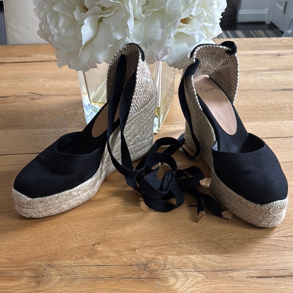 Castaner 40 Chic Black Espadrille Wedges